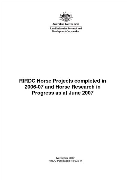 Research in Progress - Horse 2006-2007 - image