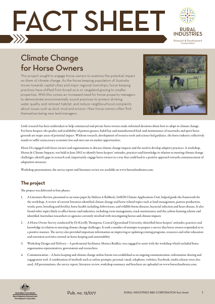 Climate Change for Horse Owners: Fact sheet - image