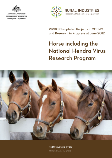 Research in Progress 2011-2012 - Horse including the National Hendra Virus Research Program - image