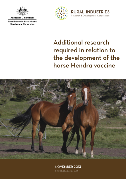 Additional research required in relation to the development of the horse Hendra vaccine - image