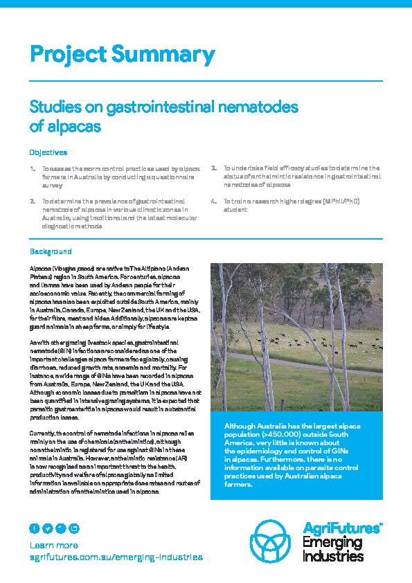Project summary: Studies on gastrointestinal nematodes of alpacas - image