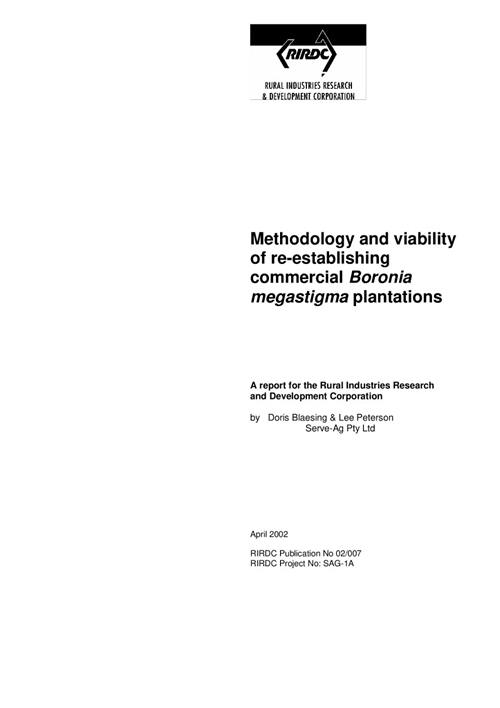 Methodology and viability Boronia Megastigma Plantations - image