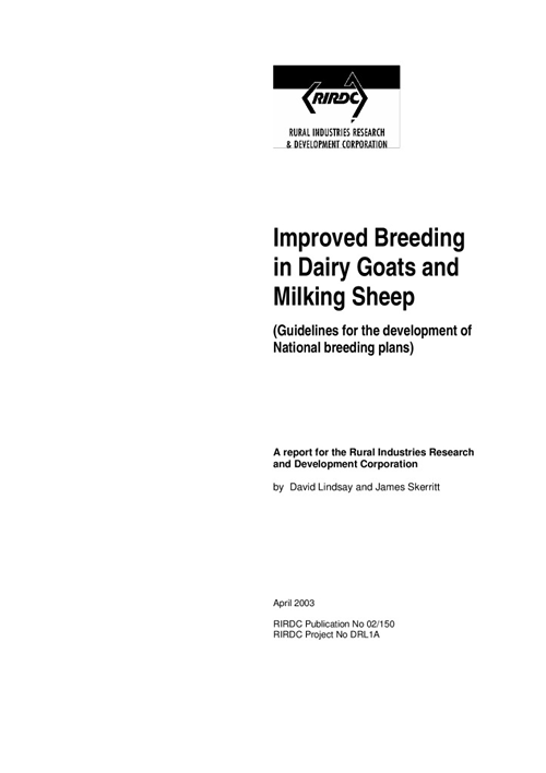 Improved Breeding in Dairy Goats and Milking Sheep - image