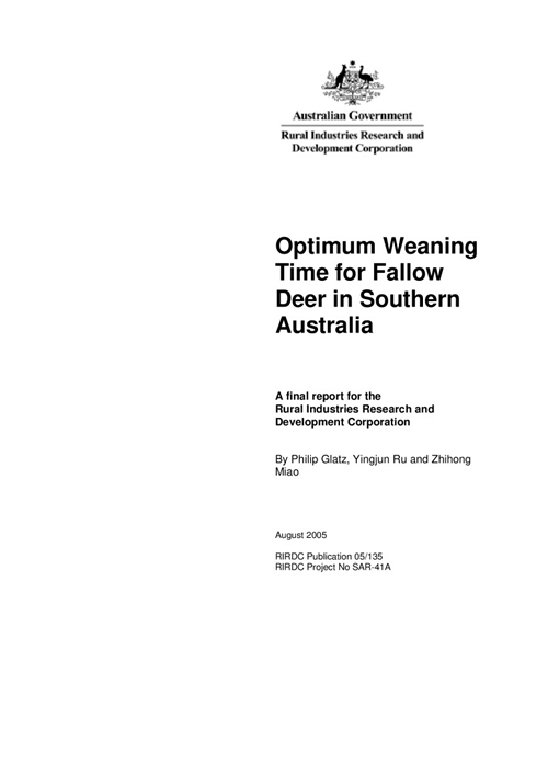 Optimum Weaning Time for Fallow Deer in Southern Australia - image