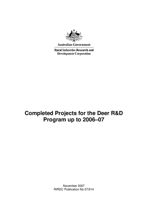 Research in Progress - Deer 2006-2007 - image