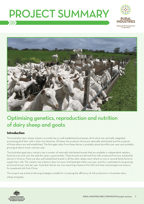 Optimising genetics, reproduction and nutrition of dairy sheep and goats - image