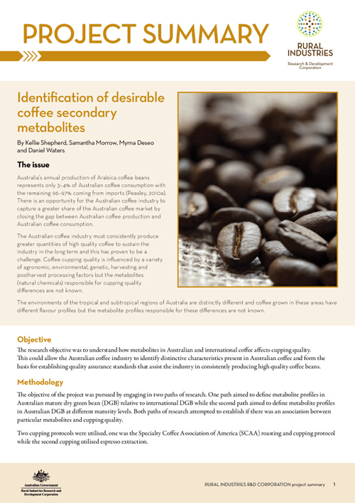 Identification of desireable coffee secondary metabolites - image